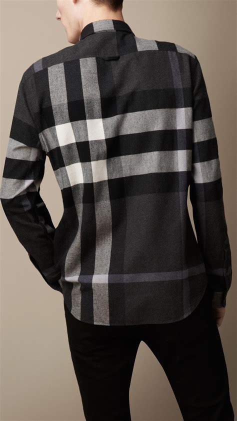 burberry boys flannel shirt grey and red